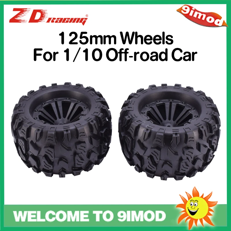 2pcs ZD 12mm Racing HEX &125mm Wheels Tires For 1/10 Monster Truck Off Road HPI HSP Savage XS TM Flux LRP