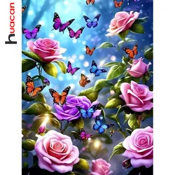 Huacan Diy Diamond Mosaic Flower Full Square Round Drill Painting Animal Butterfly Home Decor Art Gift Rhinestone Pictures