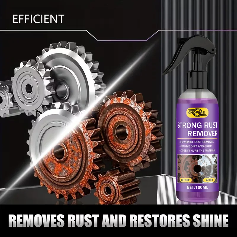 Car Rust Removal Spray Efficient One-Spray Rust Remover to Eliminate Wheel Hub Rust, Dissolve Door Hinge Rust Spots, Clear Oxida