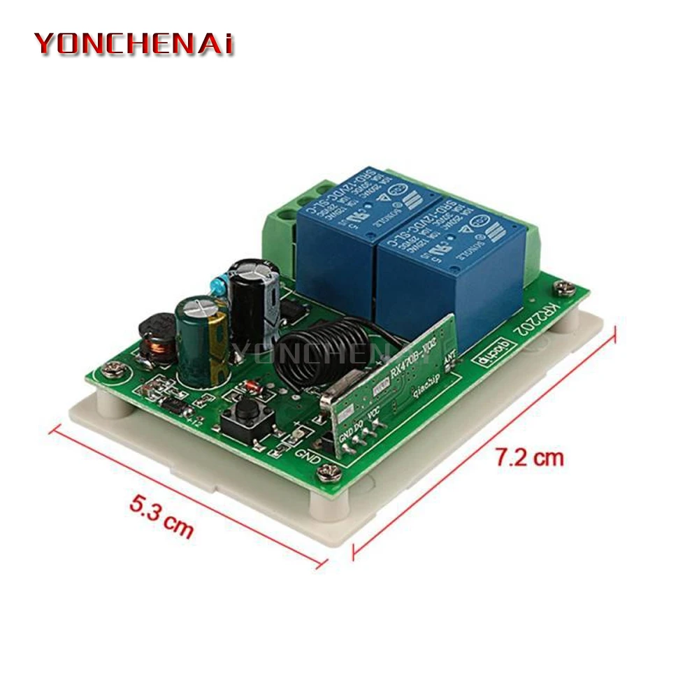 AC85-220V โมดูลรับสัญญาณรีโมตตัวรับรีโมต2ช่องสัญญาณ RF 433MHz