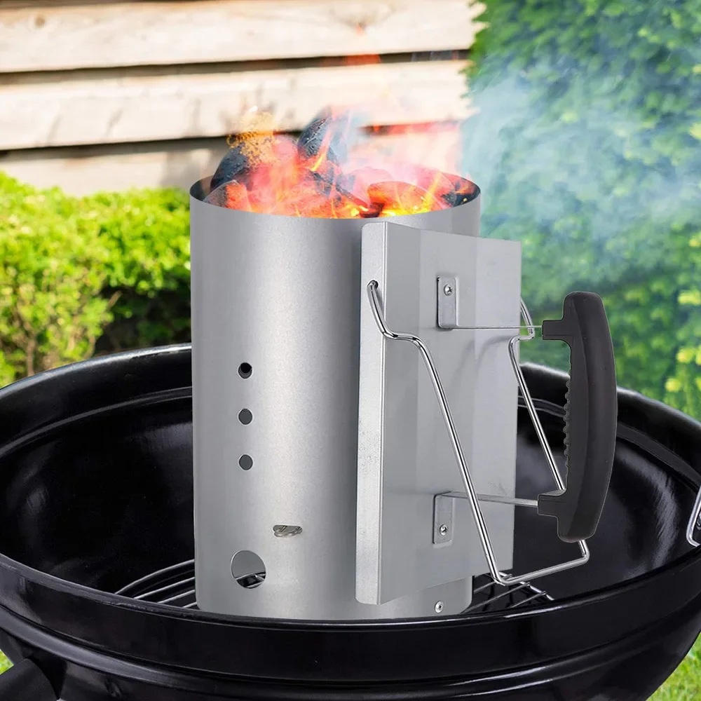 430 Stainless Steel Charcoal Grill Chimney Starter BBQ Chimney Starter Charcoal Fire Starter for BBQ Camping Cooking Tools