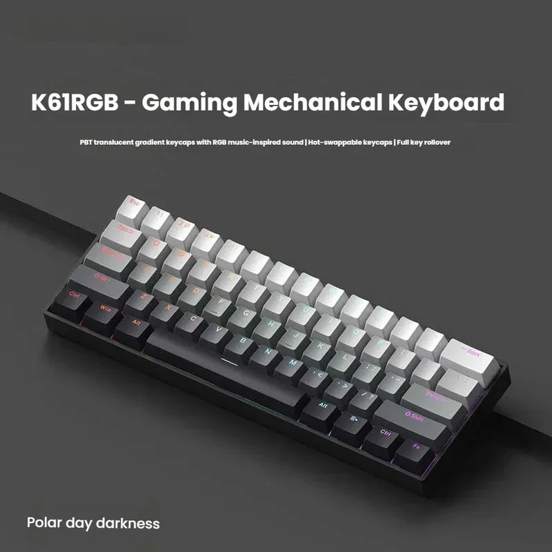 

K61 USB Mini Mechanical Gaming Wired Keyboard Hot-Swappable Mechanical Keyboard Detachable Cable