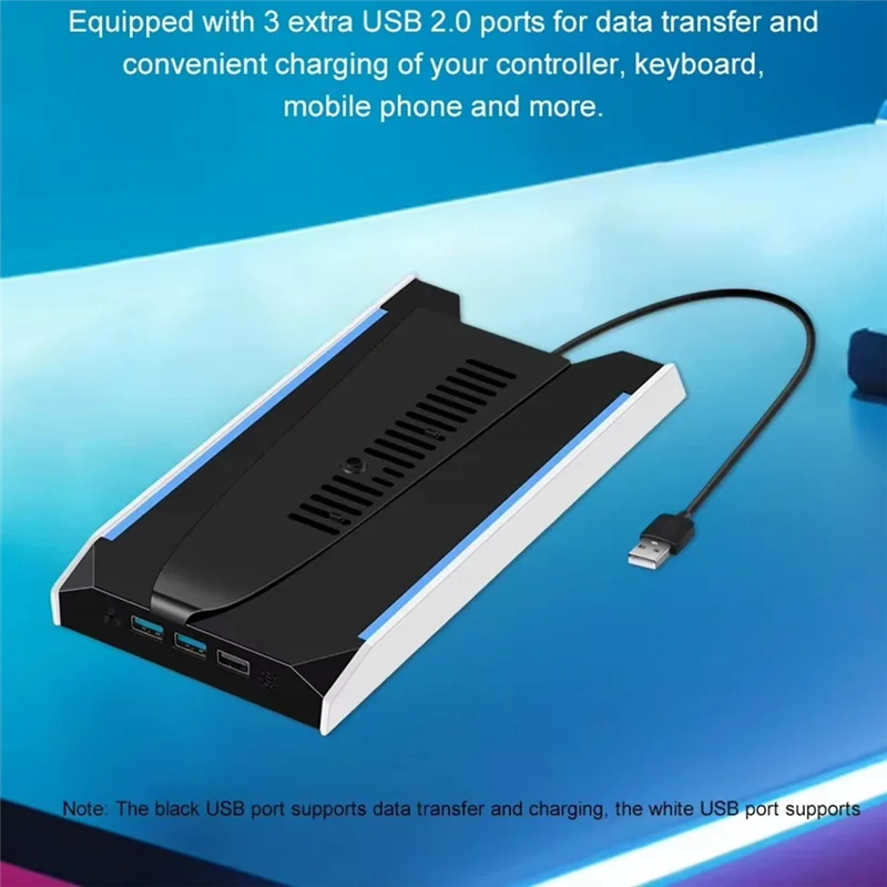 

【НОВАЯ СПИСОК】 Охлаждающая подставка для PS5 Pro Slim Cooler Base Вертикальная основа с 8-режимным вертикальным основанием RGB с 3 портами USB