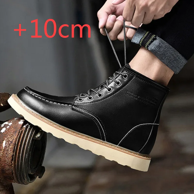 2024 Men Boots Elevator Shoes Hidden Heels High Soft Leather Heightening Shoes For Man Increase Insole 10CM 8CM 6CM Height Boots