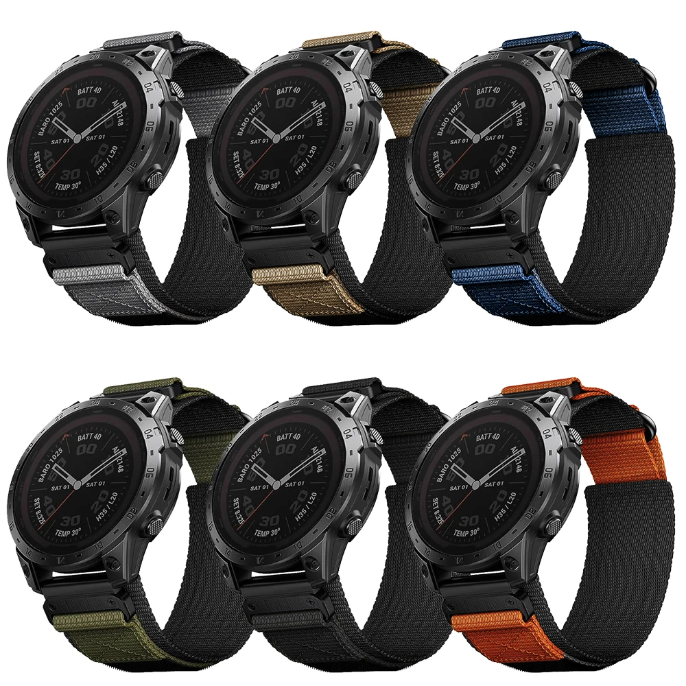 22mm 26mm QuickFit Nylon Sport Band for Garmin Fenix 9 Pro Solar/8 Pro 47 51mm E 7 7X 6 6X/Quatix/Tactix/Epix 2 Pro Watch Strap