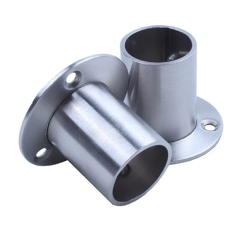 Wardrobe 25Mm Tube Stainless Steel Rail Rod End Support Bracket 6Pcs