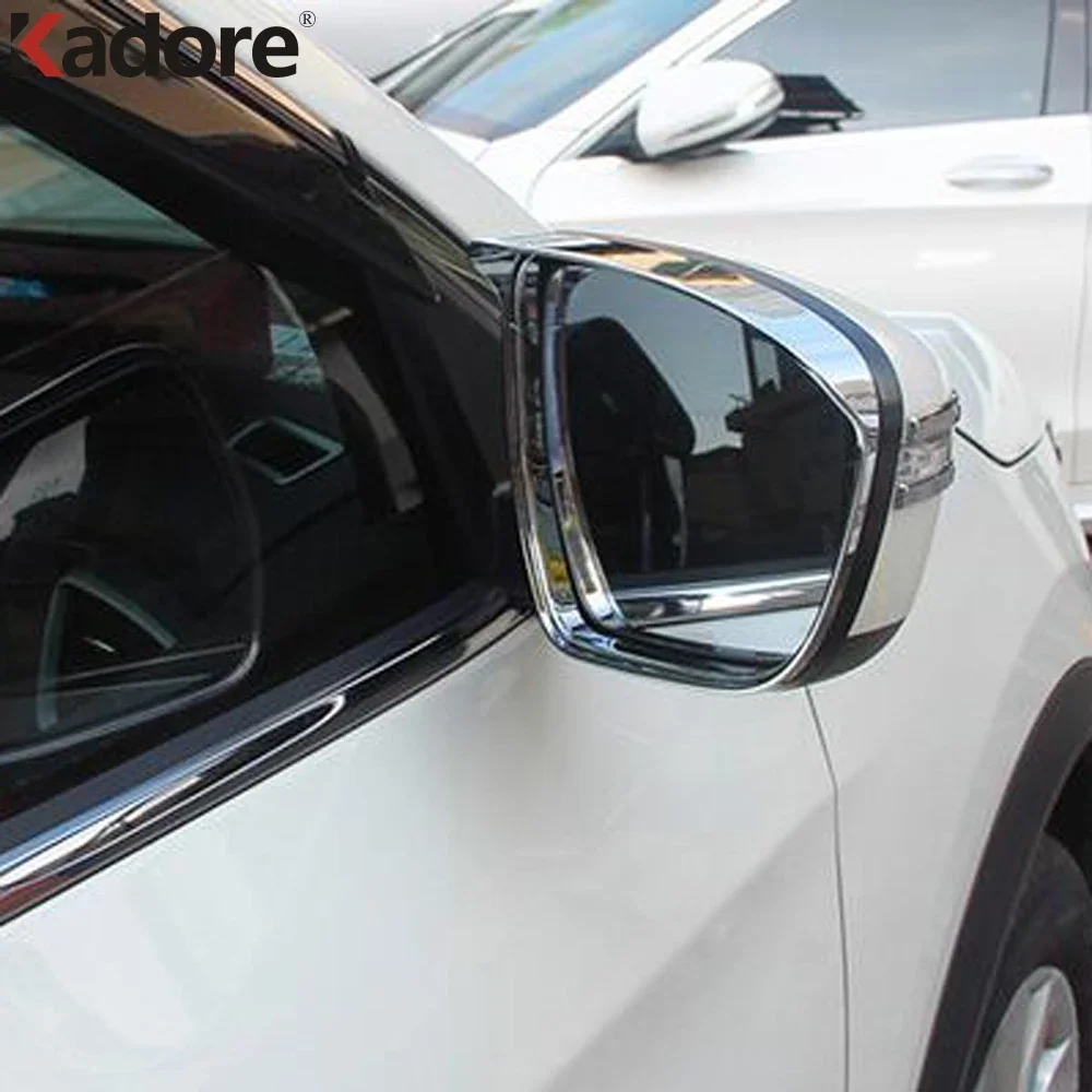 For Mitsubishi Outlander 2016 2017 2018 2019 Chrome Rear Rearview Mirror Rain Shade Cover Trim Glass Sun Visor Shield Frame