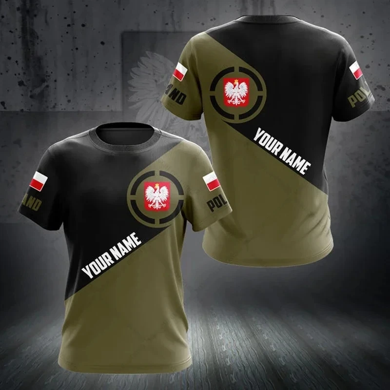 Men's Summer T-Shirt Fashionable Casual Sports Flag Printed T-Shirt Round Neck Plus Size Comfortable Short-Sleeved Top