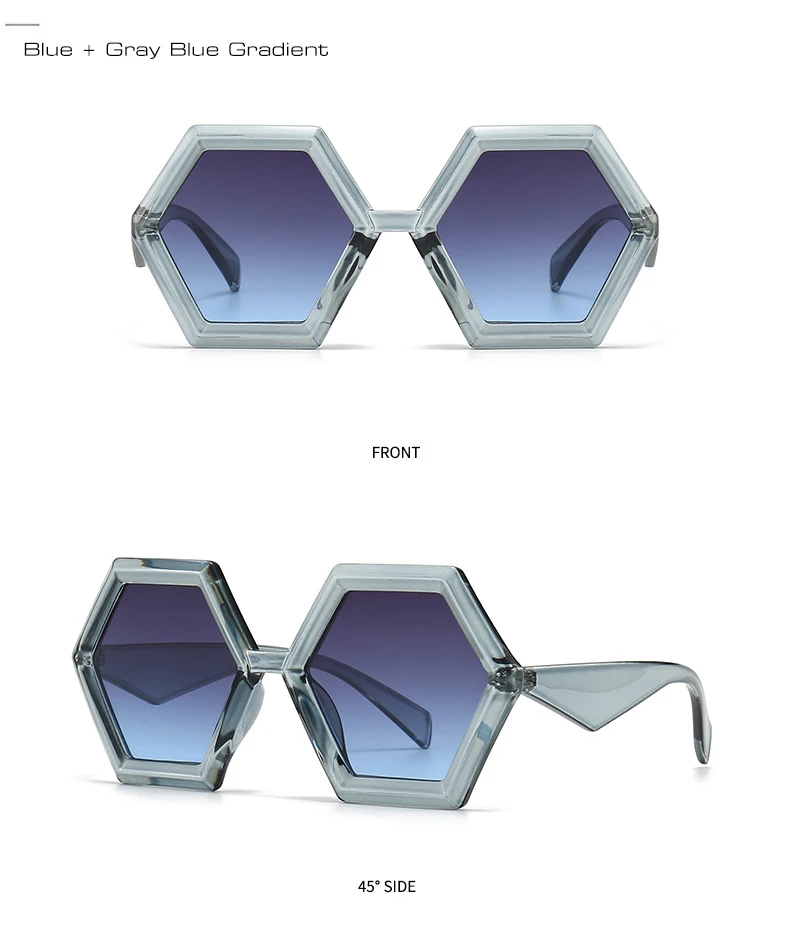 JNPCXI Retro Polygon Sonnenbrille Damen Farbverlauf Rot Modische Herren Zweifarbige Trendige Sonnenbrillen – Detail 10