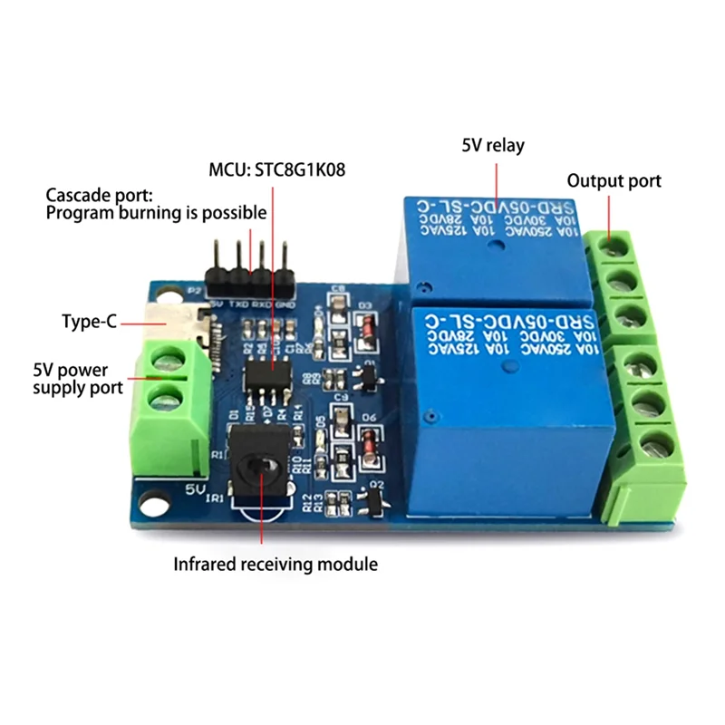 Infrared Remote Control Wireless Self-Locking Tap Inter-Locking Multi-Function Portable Dual Relay Module Wireless Module