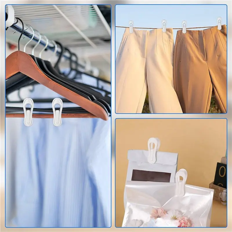 A36T-100 Pack White Plastic Hanger Clips For Baby Clothes Hanger Clips- 2.75 Inch Multi-Purpose Hangers Clip For Pants Socks