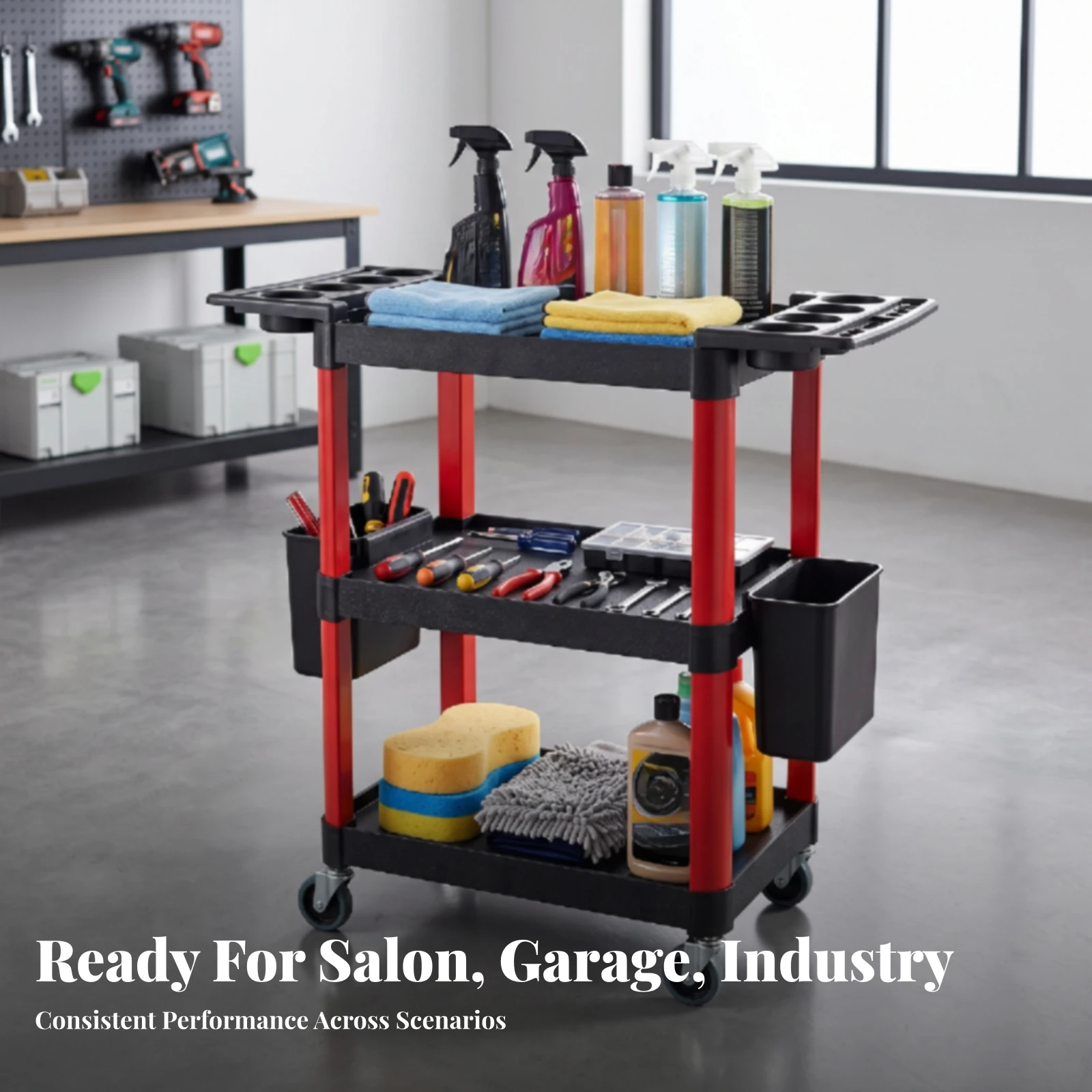 عربة تنظيم متنقلة بعجلات مع حا - مراجعة Tools For Garage وسعره