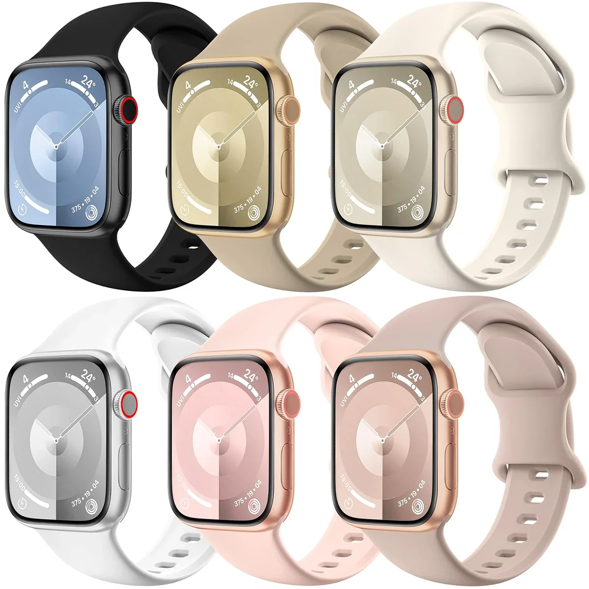 Correas de silicona para Apple Watch Band 44mm 45mm 40mm 41mm 42-38mm 45 mm pulsera deportiva iwatch series 8 7 6 5 4 3 SE 9 Ultra2 49mm