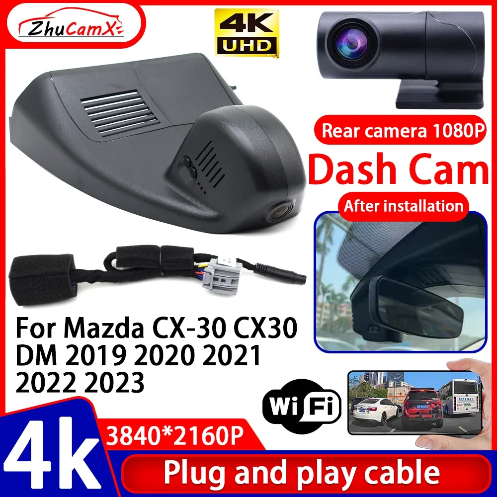 

ZhuCamX Video Recorder Night Visio 4K UHD Plug and Play Car DVR Dash Cam for Mazda CX-30 CX30 DM 2019 2020 2021 2022 2023