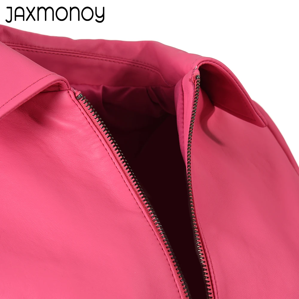 Jaxmonoy Women's Real Leather Jacket 2023 Spring New Style Genuine Leather Dress Ladies Fashion Autumn One-Piece Dress Female