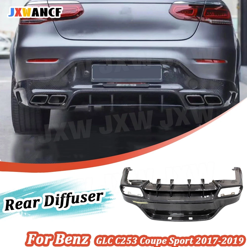 

JXWANCF диффузор заднего бампера из углеродного волокна с насадками для выхлопных газов для Benz GLC C253 Coupe Sport GLC300 GLC250 GLC63 2017-2019