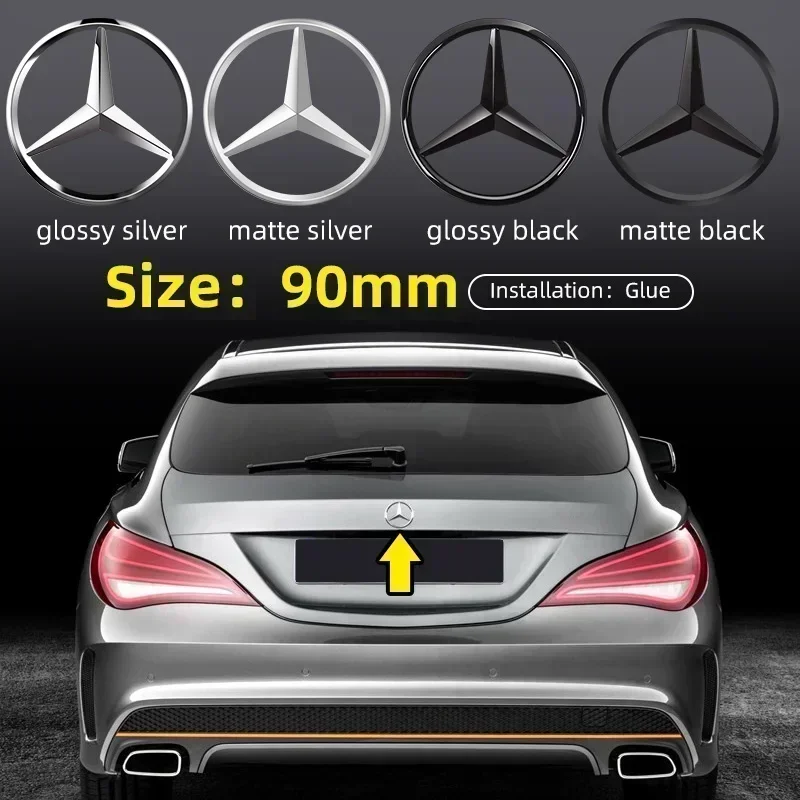 

3D ABS silver/Black 9cm 90mm car rear Tail Trunk emblem badge sticker Decals For Mercedes Benz W117 W177 W176 X253 W247 W213
