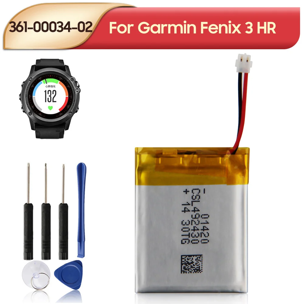 Oryginalna wymienna bateria do zegarka 361-00034-02 do zegarka sportowego Garmin Fenix 3 Fenix3 F3 HR GPS