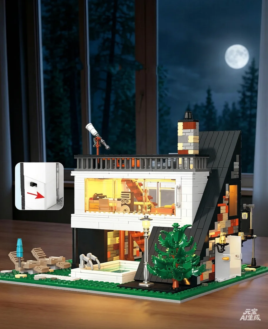 Kreatives Baustein-Set Australien Stadtansicht Ararat Villa Baukasten-Modell Lehrreiches Spielzeug Sammlerstück Mit Beleuchtung – Detail 8