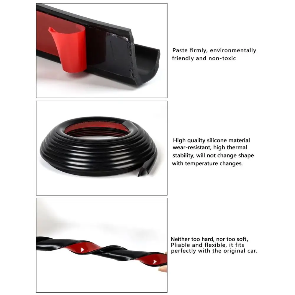 1/5/6M RV Rain Gutter Silicone Rubber J-Shape Design Weather Stripping Self-Adhesive Backing UV Resistant Drip Rail