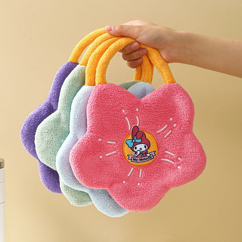 Kawaii Sanrio Kuromi Cinnamoroll Coral Plush Wipe Hand Towel Handkerchief Creative Cartoon My Melody Pompom Purin Handkerchief