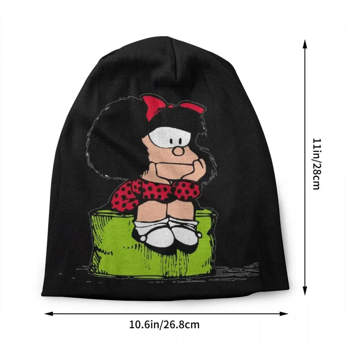 Mafalda Thinking Bonnet Hats Hip Hop Knitted Hat For Women Men Winter Warm Quino Comic Cartoon Skullies Beanies Caps