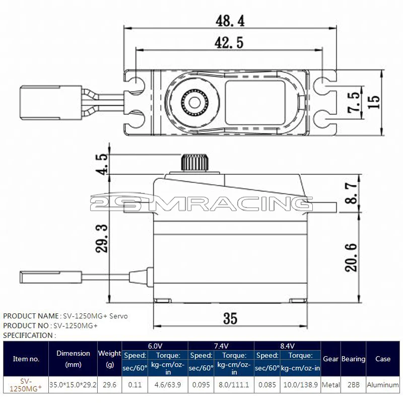 Taiwan Savox SV-1250MG High voltage digital servo