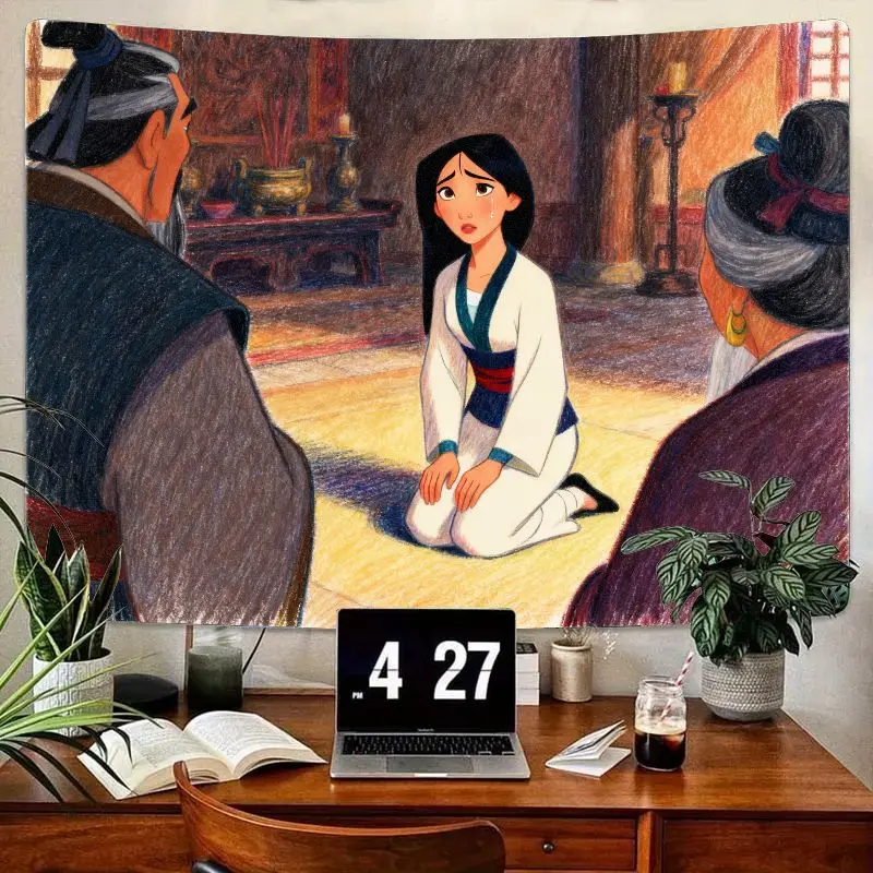 

1PC Disney Mulan Heroine Scene Tapestry Soft Polyester Wall Art for Dorm Bedroom Living Room Decor Gift for Movie Fans