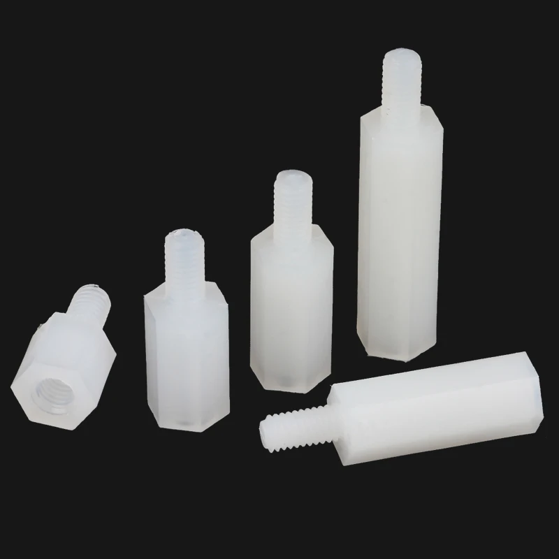 500 stücke M3 * 10 + 6 Nylon Hex Standoff Spacer Männlich Weiblich 6mm Gewinde Kunststoff Sechskant Säule Schraube Mutter M3x10 + 6mm