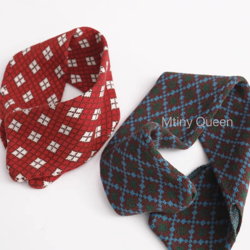 100% Cotton Kids' Retro Plaid Knit Scarf - Unisex Baby Soft Skin-friendly Neck Warmer Acessorios Para Bebe