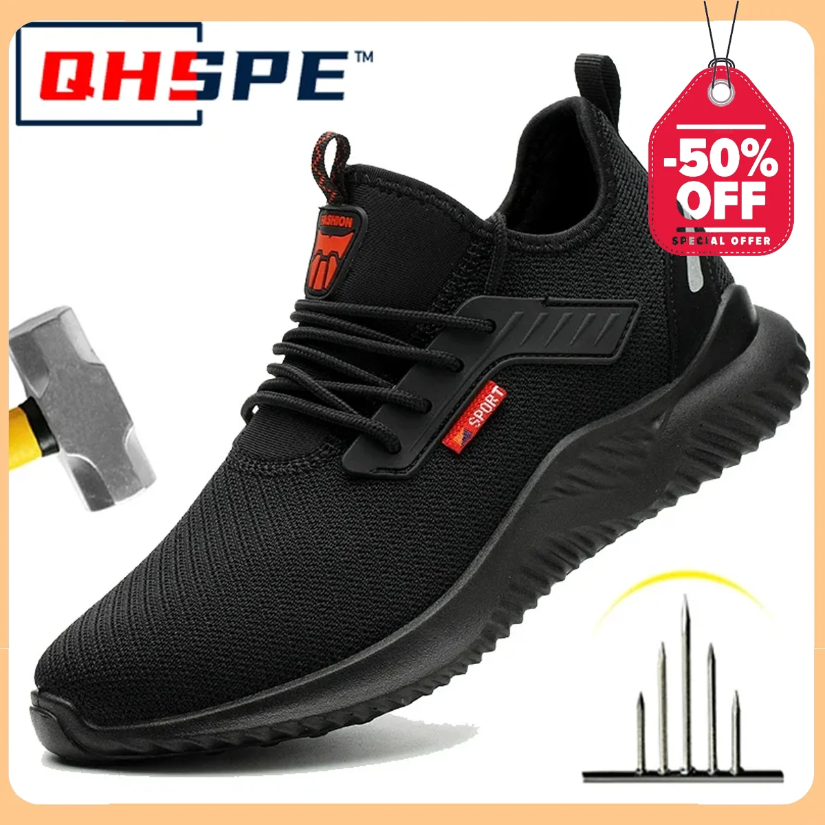 

Work Sneakers Steel Toe Shoes Men Safety Shoes Puncture-Proof Work Shoes Boots Fashion Indestructible Footwear Security