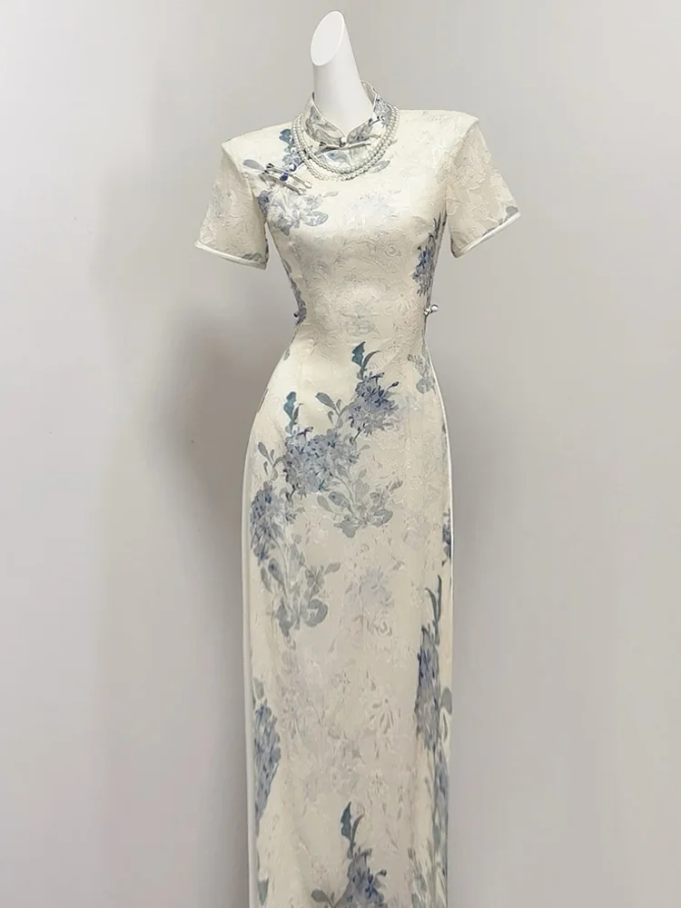 

White Improved Women's New Chinese Sle Beautiful 2025 New High-End Aosphere National Wind Audrey Skirt Daily La...