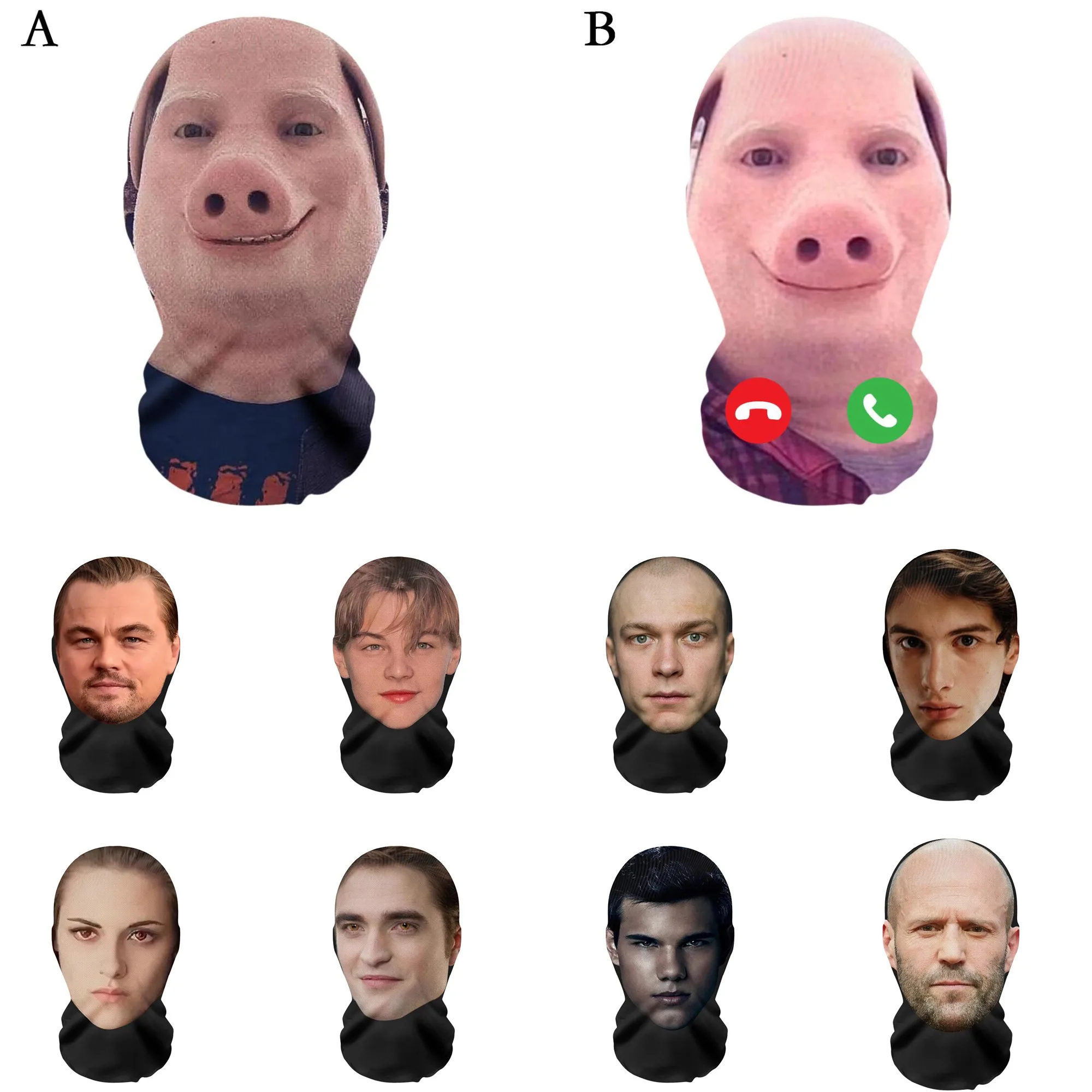 Máscara Facial sin Costuras con Diseño 3D de John Pork Sonriendo, Divertida, para Fiestas, Cosplay, Protección UV, con Patrón de Ronaldo, Regalo