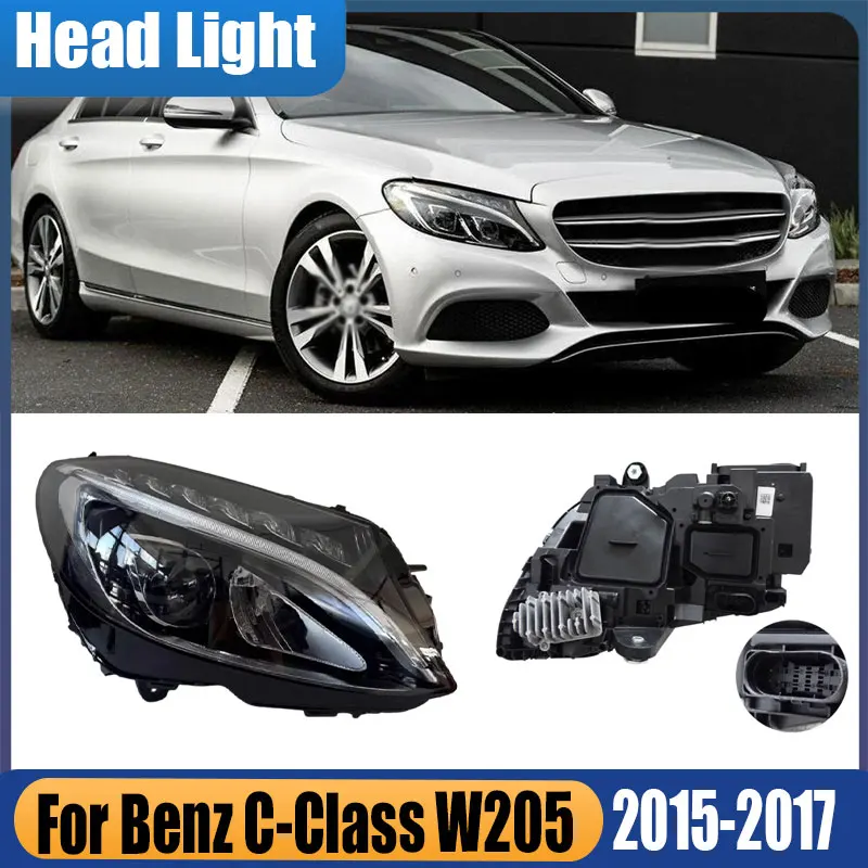 For Mercedes Benz C Class W205 C200 C250 C260 C300 2015-2017 Car LED Front Headlight Assembly Fog Lamp Head Lamp Without Modules