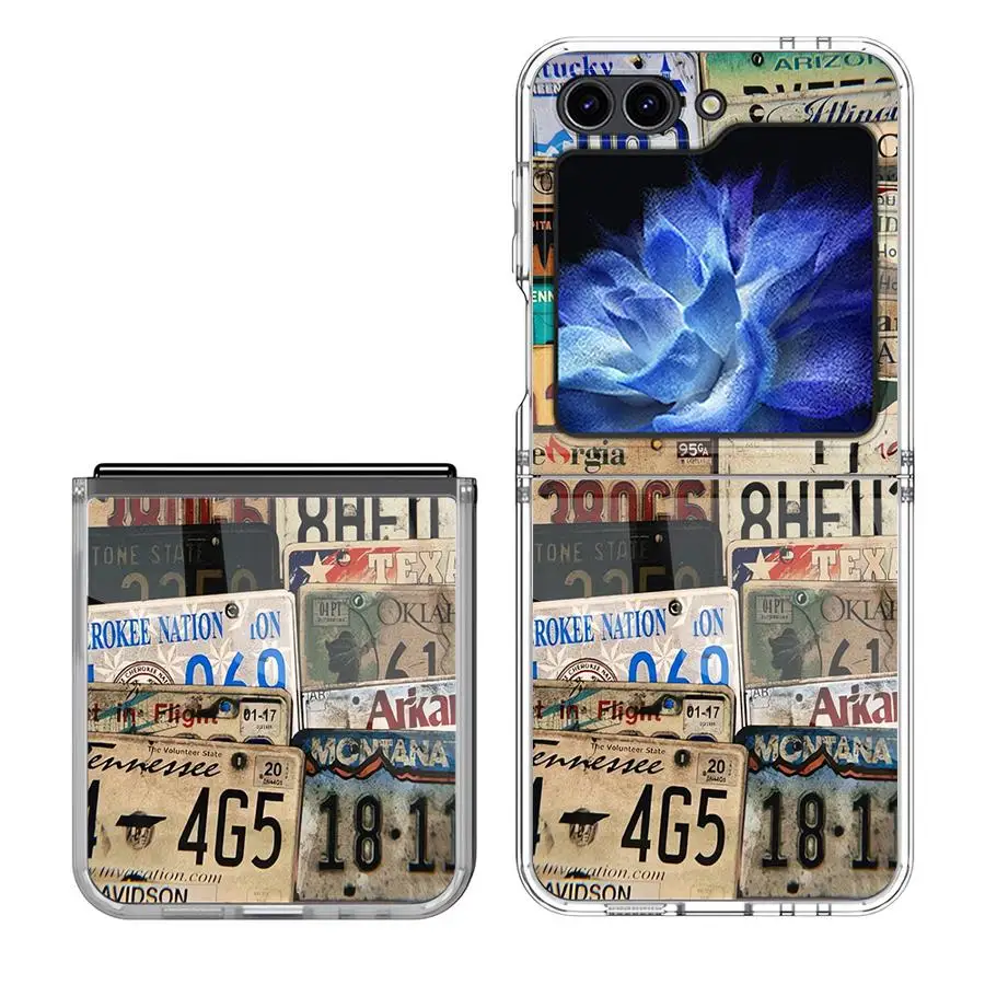 Hard Phone Cover Case for Samsung Galaxy ZFold7 ZFold4 ZFold3 ZFold5 ZFold6 Z Fold 7 6 5 4 3 Trendy Art License Plate