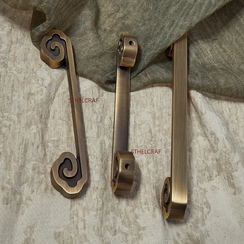 1 PC Chinese-style Brass Cloud-shaped Pull Handle Furniture Hardware Wardrobe Door Handle Retro Style Cabinet Drawer Knobs