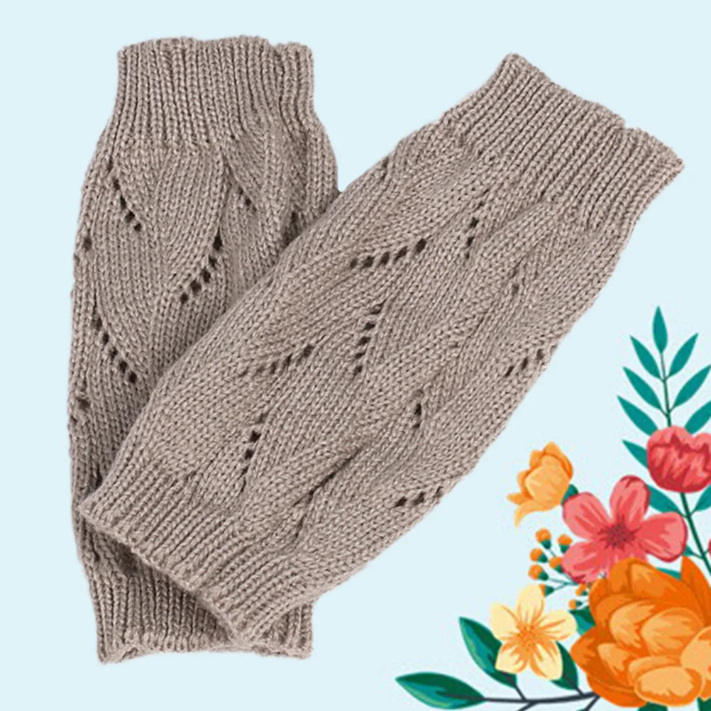 محبوك أكمام أذرع تبريد رمادي فاتح الشتاء أصابع للنساء الدافئة طويلة الأكمام يغطي مدفئات للذراع قفازات محبوكة شتاء طويل
