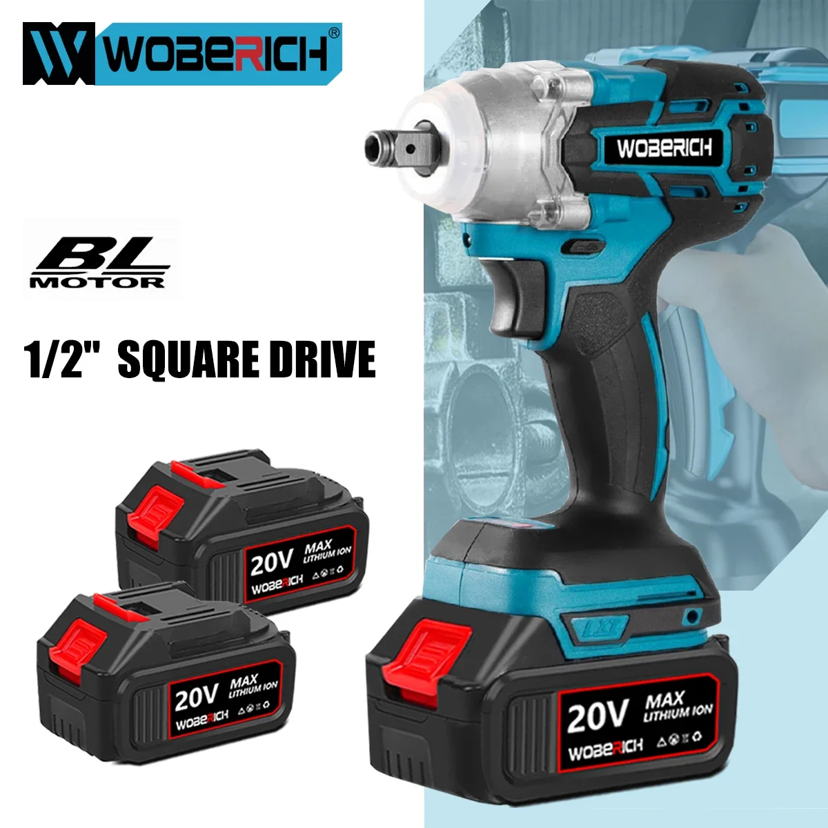 

18V Cordless Electric Impact Wrench Brushless 1/2 inch Socket Wrench Impact Drill Power Tools Rechargeable For Makita Battery