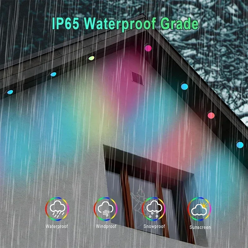 RGB الطنف أضواء LED أضواء خارجية دائمة سلسلة عن بعد APP التحكم شرائط مصباح وضع المشهد كامل منزل ديكور حفلات الزواج #5
