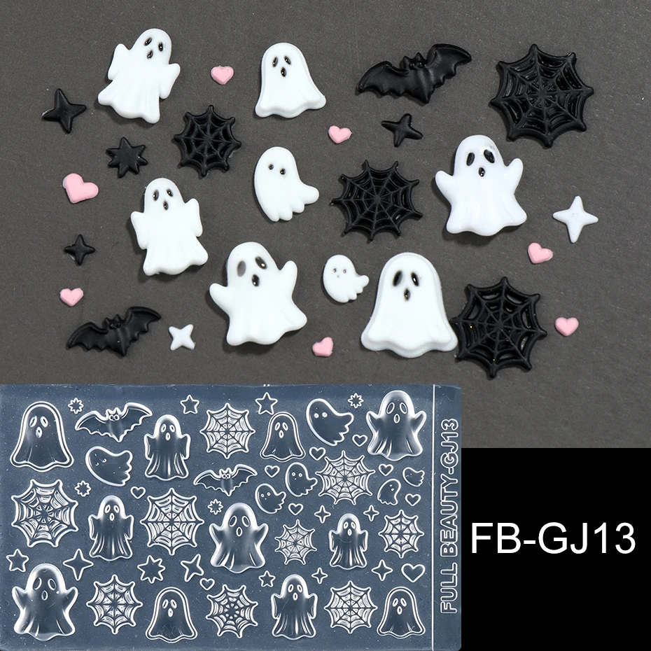 Geisterfledermaus Spinnennetz 3D Nagelcharms Silikon-Nagelform Niedliche Cartoon Gruselige Herz-Stern-Form Schablone Halloween Nagelkunst-Dekoration – Detail 3