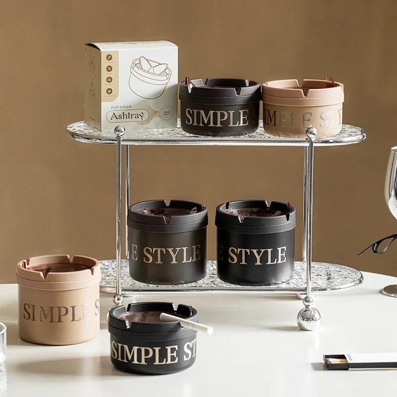 

Flip Ins Ashtray Creative Hotel Restaurant Desktop Ashtray Anti Fly Ash Windproof Stainless Steel Ashtray Smoking Accessories