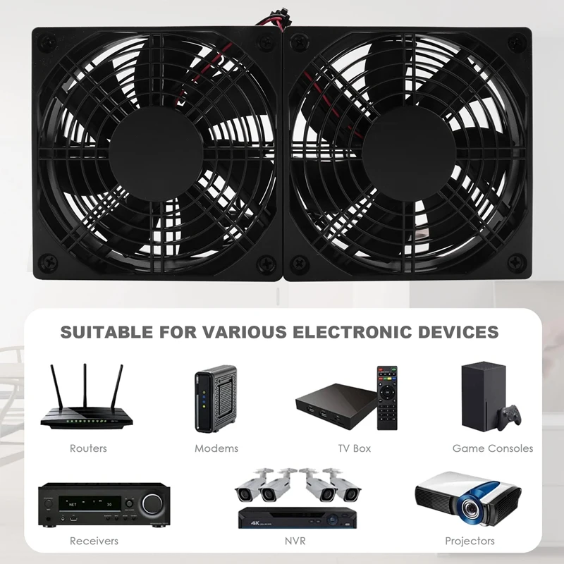 120Mm 5V USB Powered PC Router Dual Fans High Airflow Cooling Fan For Router Modem Receiver