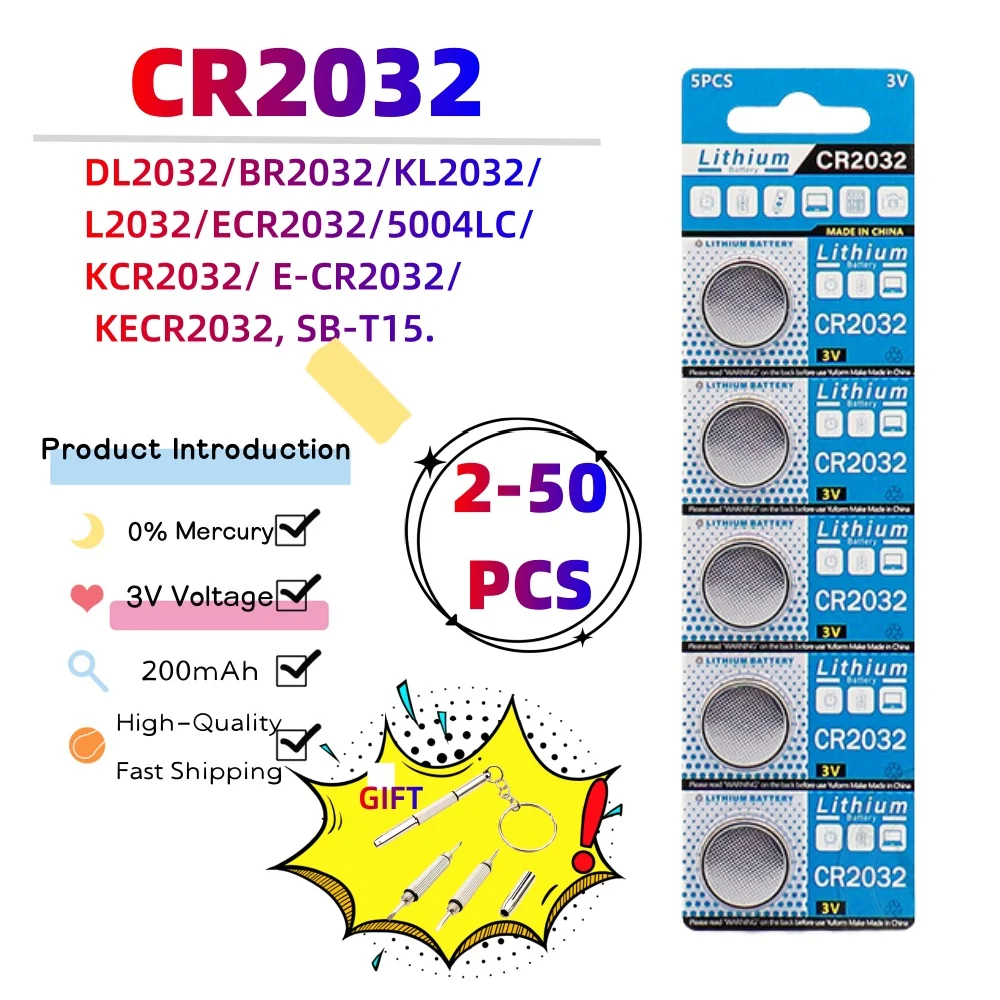 Литиевая батарея 200 мАч CR2032 CR 2032 DL2032 ECR2032 3 в для часов, игрушек, калькуляторов, кнопок дистанционного управления автомобильными