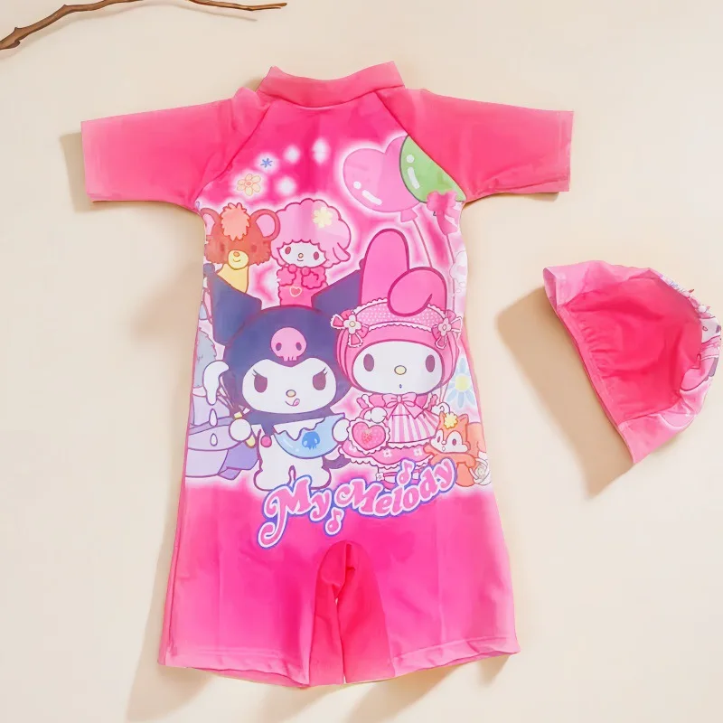 Kawaii Anime Cinnamoroll Badmode Zwemmuts Cartoon Kuromi Kids Strand Bikini Zomer Meisjes Badpak Ondergoed Zonnebrandcrème Snel Droog