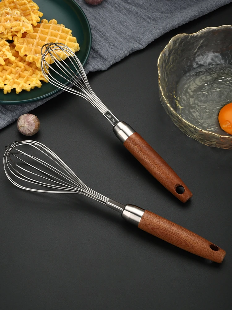 304 Stainless Steel Egg Beater, Hand Mixer, Egg Cream Milk Powder, Baking Tool, Wooden Handle, Feel Good Utility Kitchen utensil