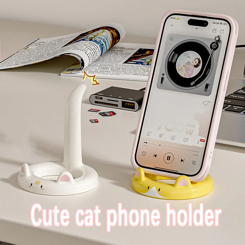 

Держатель для телефона в виде мультяшного кота, настольный многофункциональный держатель для телефона, портативный и удобный для ленивых людей, чтобы смотреть телепередачи.