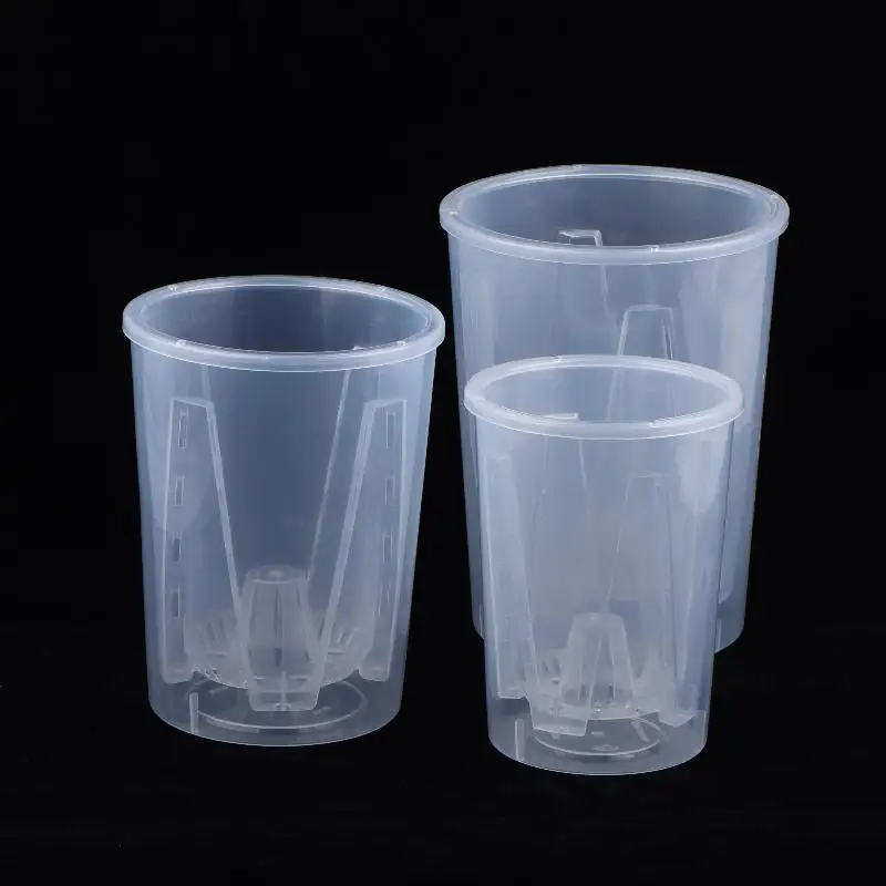 #New.Double Layer Self Watering Flower Pot Plastic Transparent Planter With Drain Holes For Indoor Office Table Plantproduct