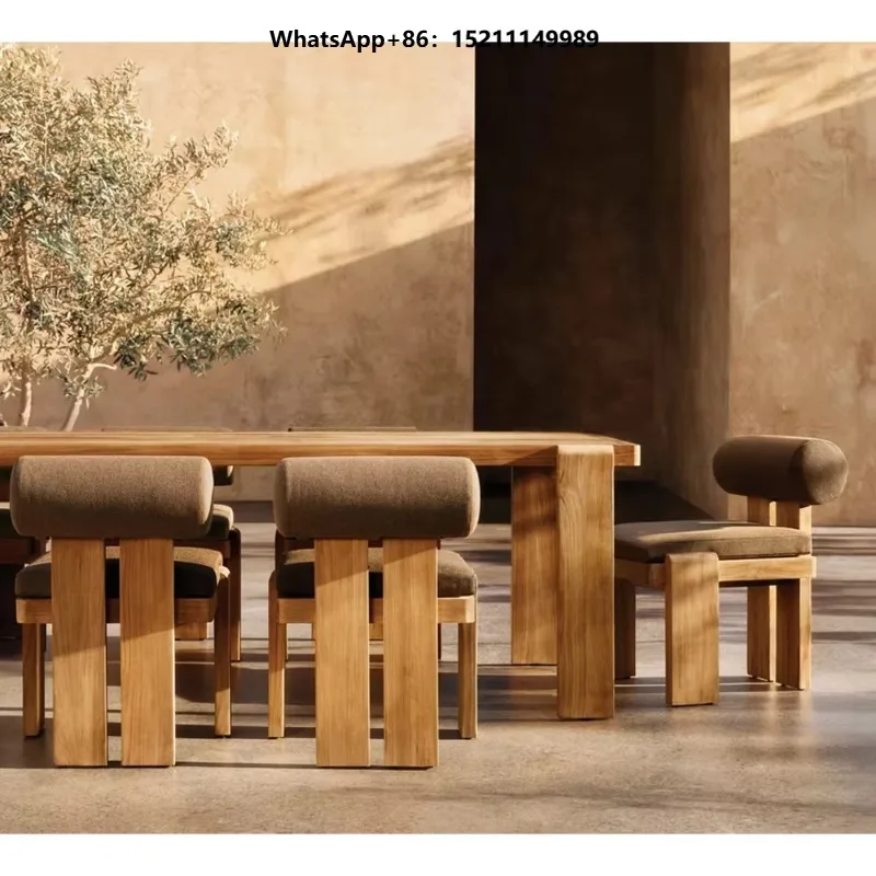 Minimalist Teak Dining Table for Outdoor Use Patio Garden Hotel Perfect for Elegant Gatherings