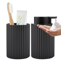 Hand Foaming Bottle with Toothbrush Cup Strip Design Bathroom Countertop Hand Washing Foaming Dispenser Bottle