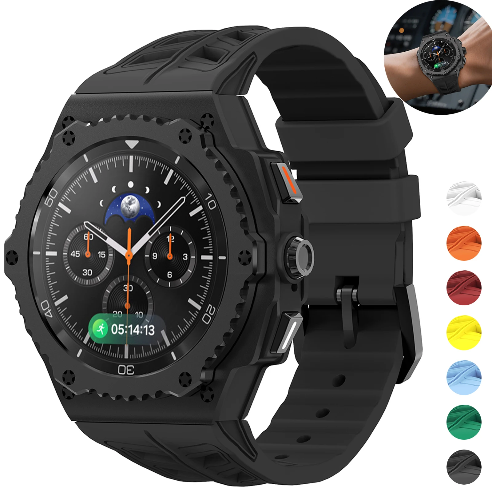 

Роскошный комплект модификации сплава для Samsung Watch 8 Classic 46 мм, металлический корпус, резиновая лента для Galaxy Watch 8 Classic Kit, аксессуары
